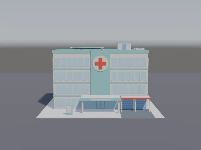 Low-Poly Hospital, view 3