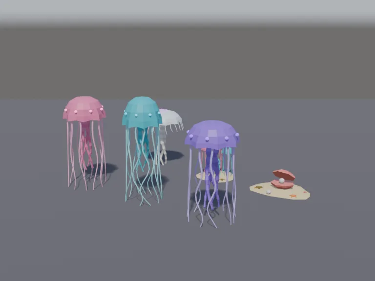 Low-Poly Jellyfish Set, view 2
