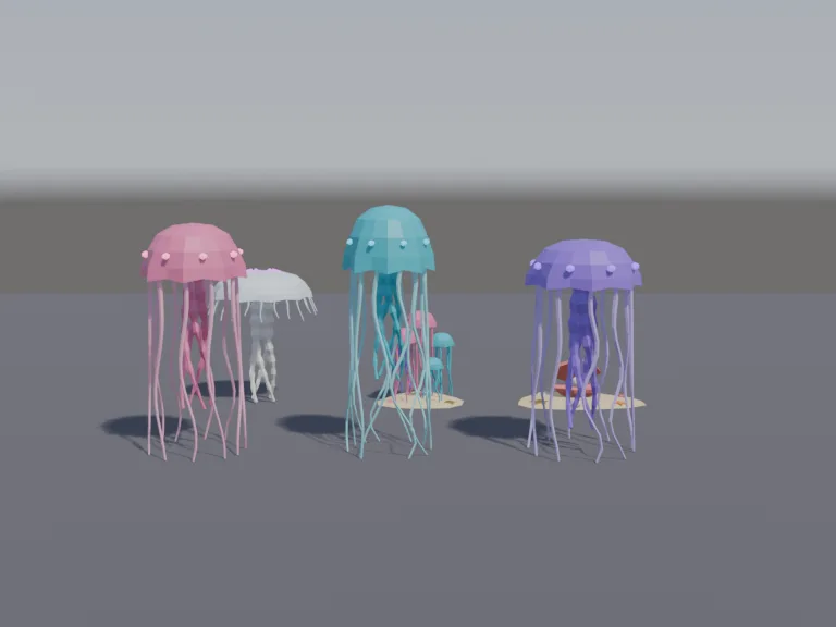 Low-Poly Jellyfish Set, view 4