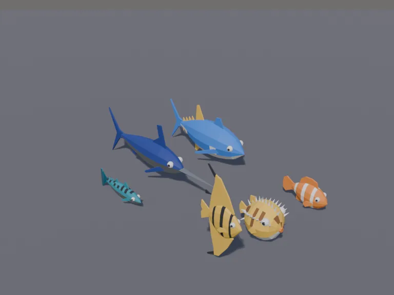 Low-Poly Ocean Fish Set, view 3