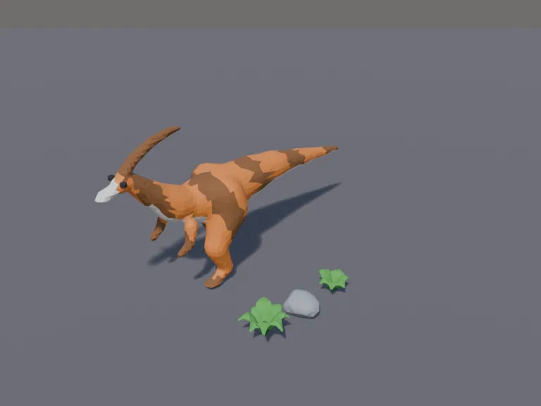 Low-poly Parasaurolophus, view 3
