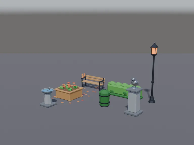 Low-Poly Park Props, view 2