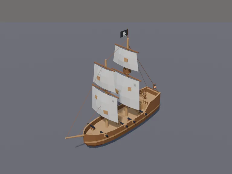 Low-Poly Pirate Ship, view 3