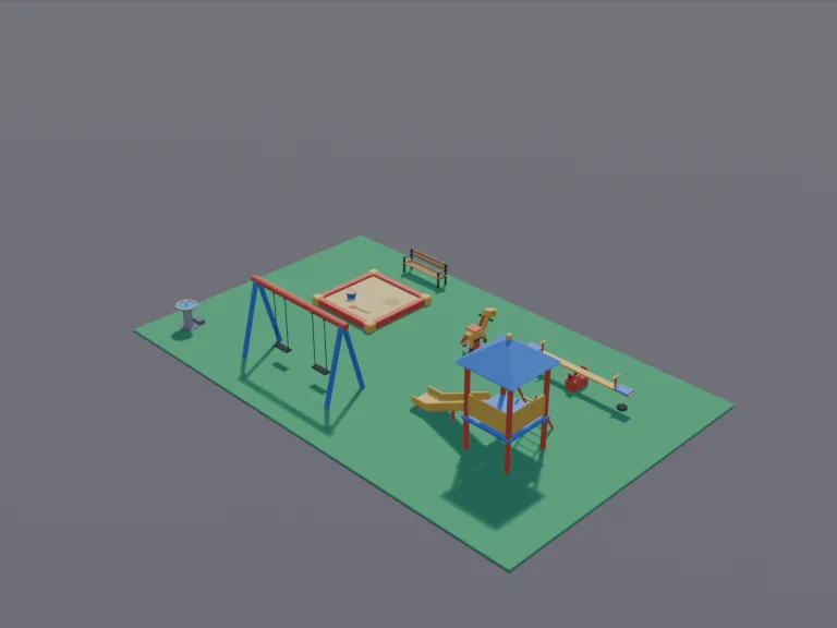 Low-Poly Playground Set, view 4