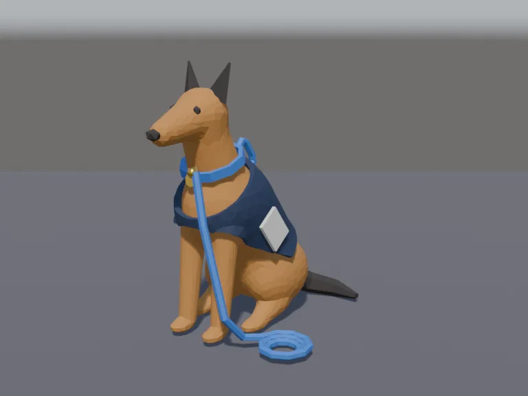Low-Poly Police Dog, view 2