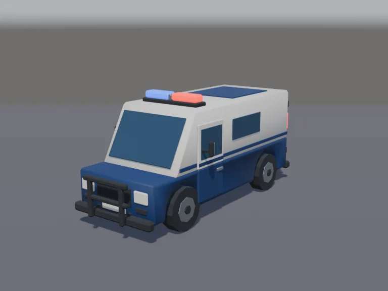 Low-poly Police Van, view 2