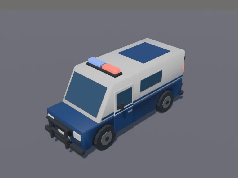 Low-poly Police Van, view 3