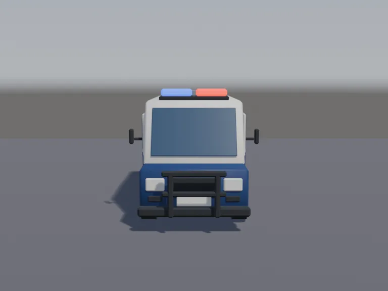 Low-poly Police Van, view 4