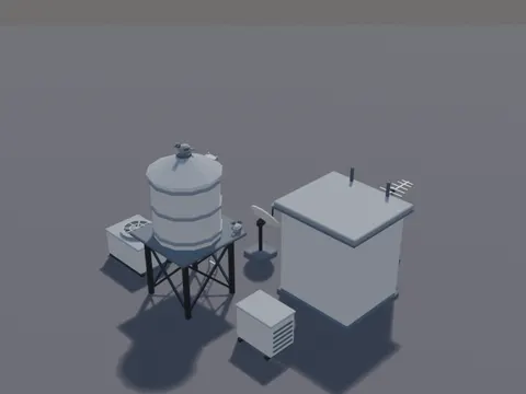 Low-Poly Rooftop Props