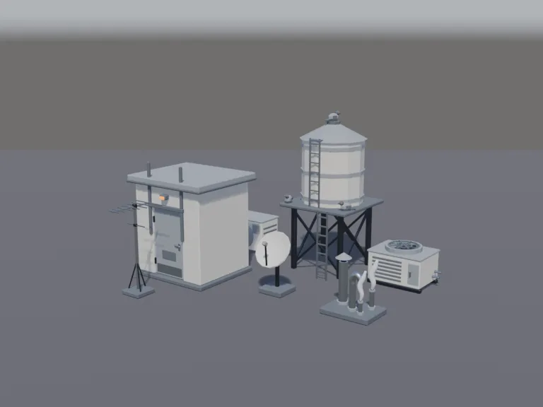 Low-Poly Rooftop Props, view 2