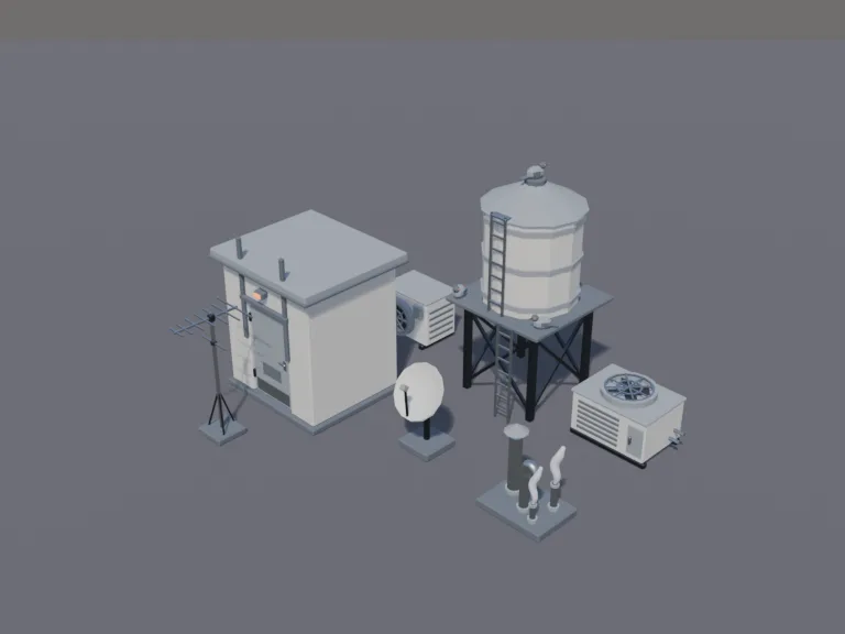 Low-Poly Rooftop Props, view 3