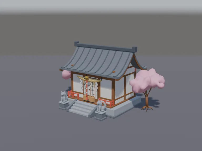Low-Poly Shinto Shrine, view 2