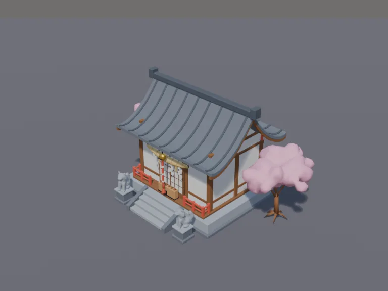 Low-Poly Shinto Shrine, view 3