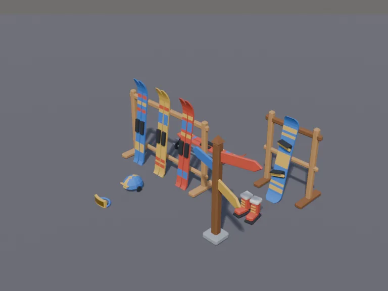 Low-Poly Ski Gear, view 3