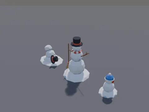 Low-Poly Snowman Set