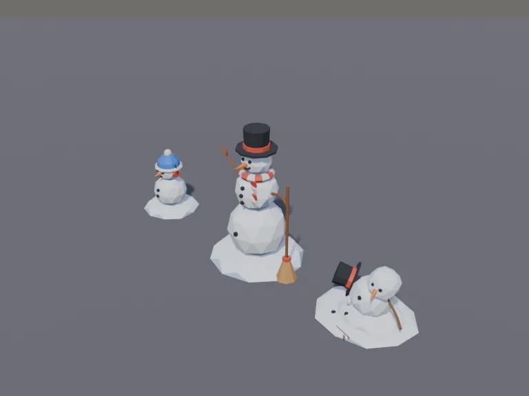 Low-Poly Snowman Set, view 3