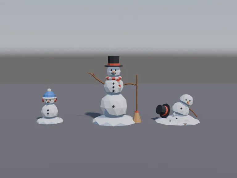 Low-Poly Snowman Set, view 4