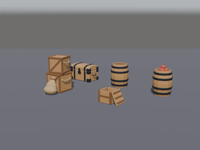Low-poly Storage Props, view 2