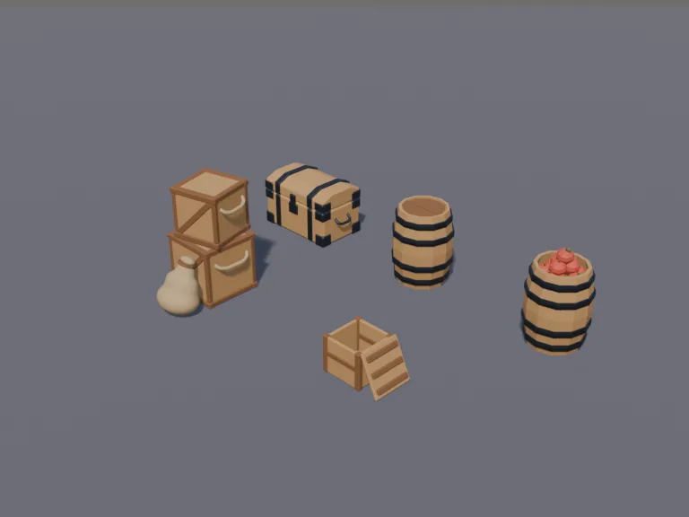 Low-poly Storage Props, view 3