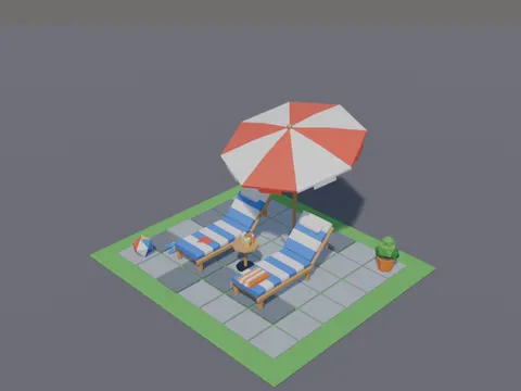 Low-Poly Sun Lounge Set
