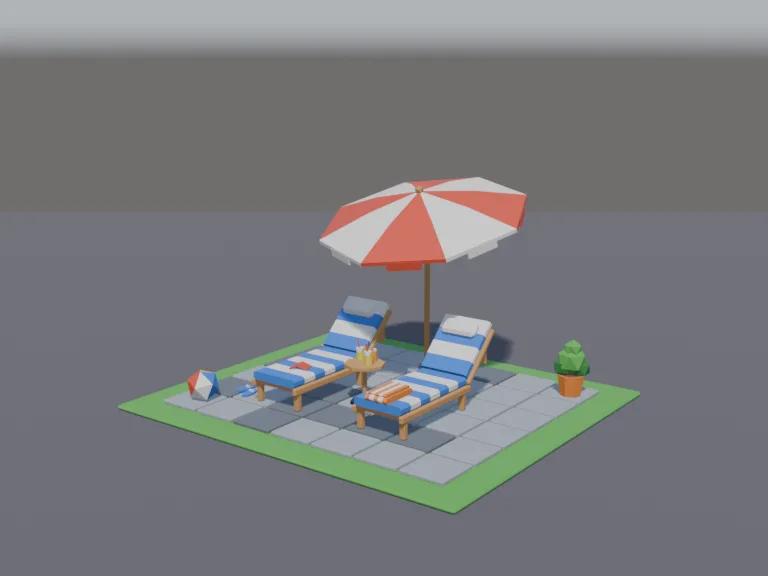 Low-Poly Sun Lounge Set, view 2
