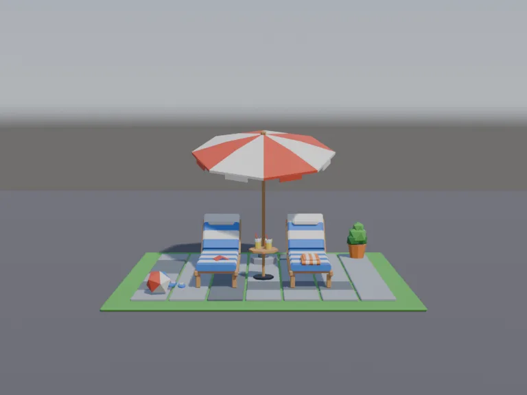 Low-Poly Sun Lounge Set, view 3