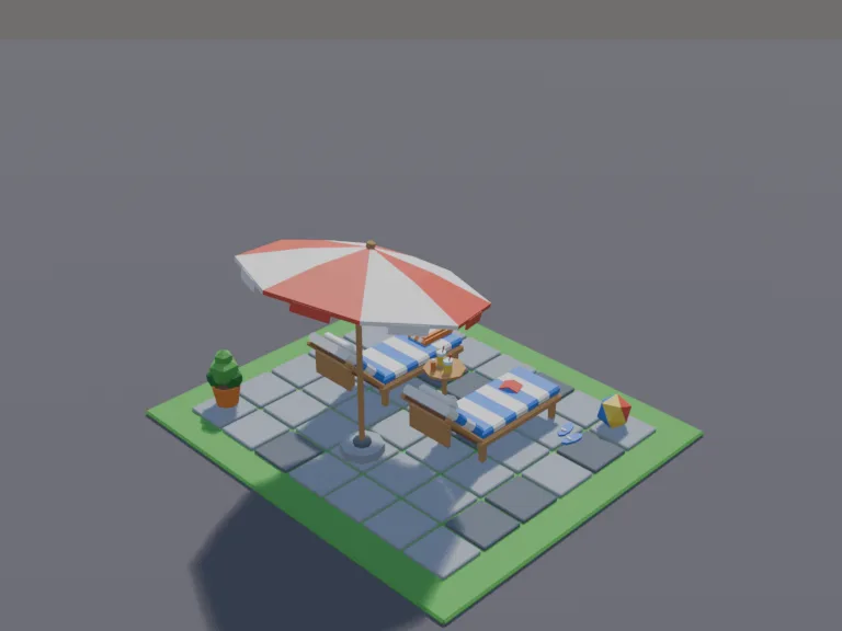Low-Poly Sun Lounge Set, view 4