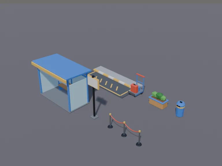 Low-Poly Taxi Stand, view 3