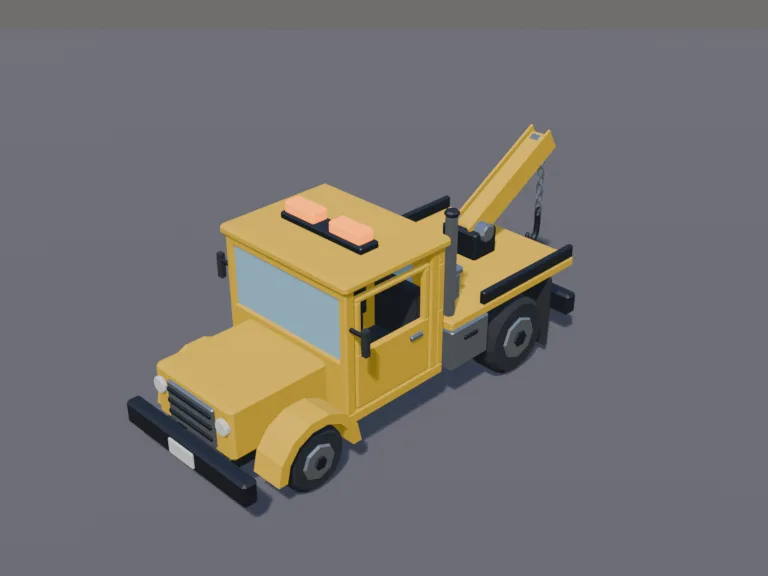 Low-Poly Tow Truck, view 3