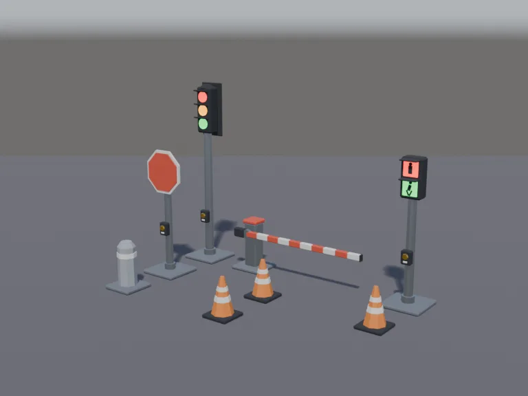 Low-Poly Traffic Props, view 2