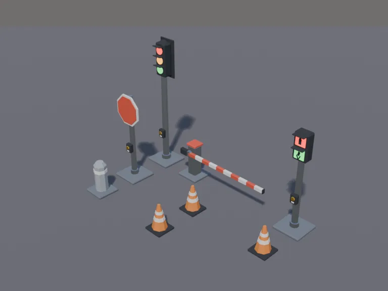 Low-Poly Traffic Props, view 3