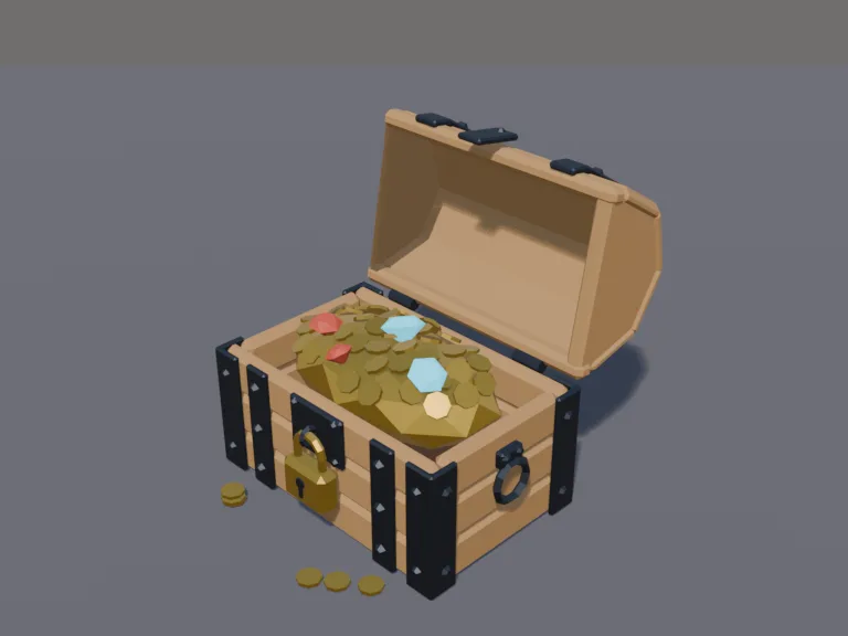 Low-Poly Treasure Chest, view 3