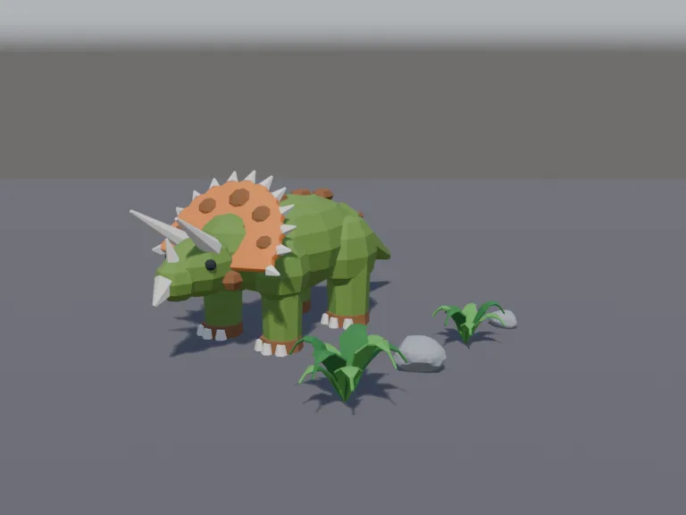Low-poly Triceratops, view 2