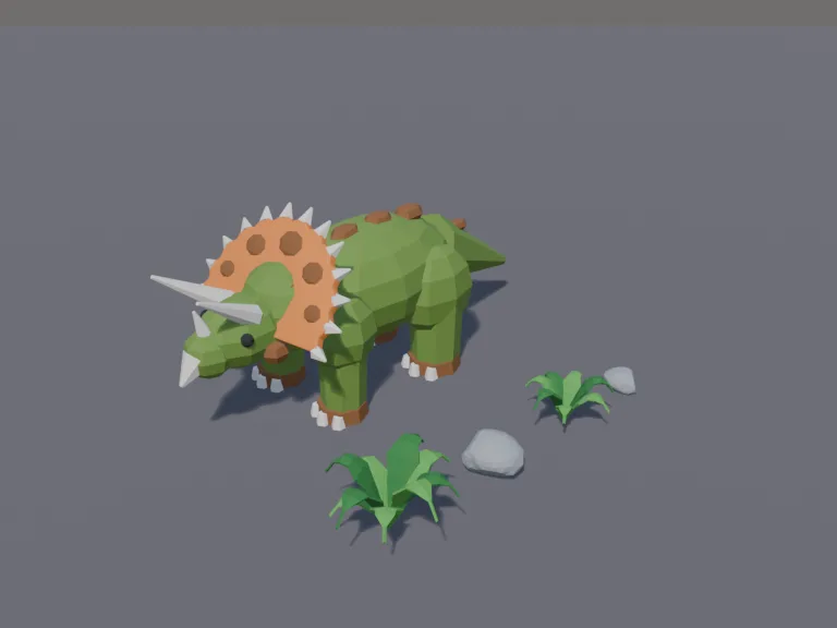 Low-poly Triceratops, view 3