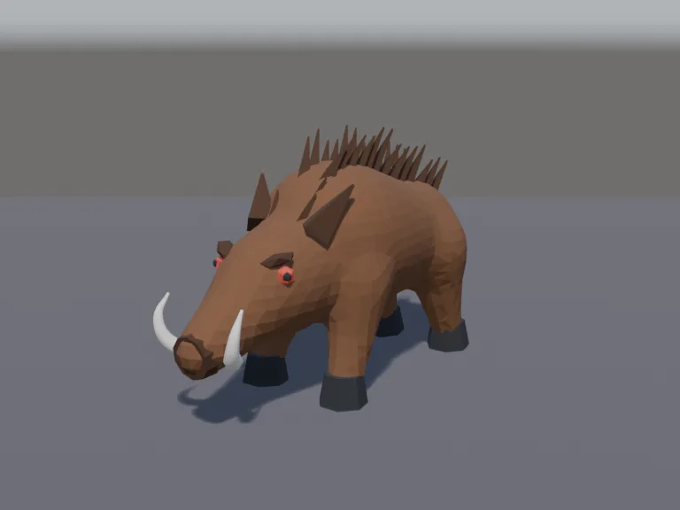 Low-poly Wild Boar, view 2