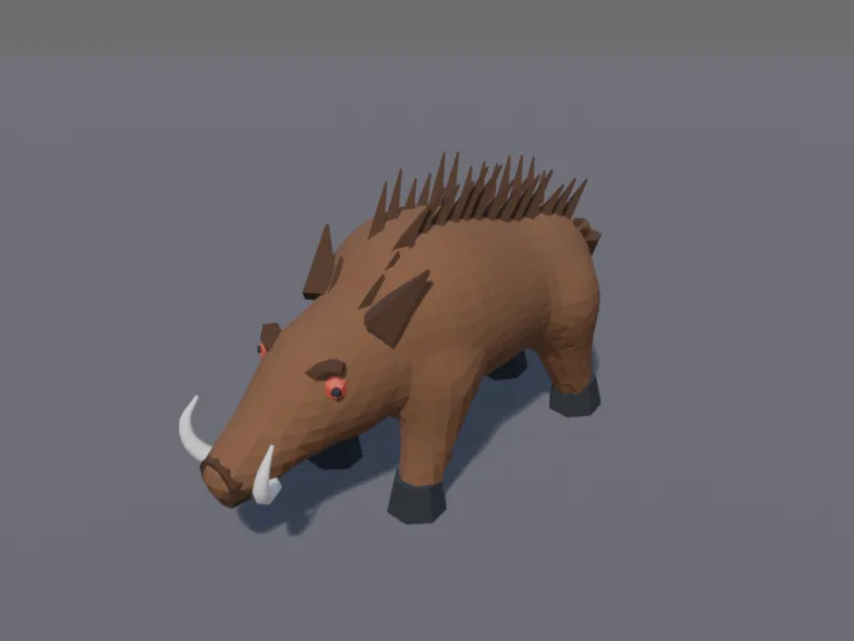 Low-poly Wild Boar, view 3