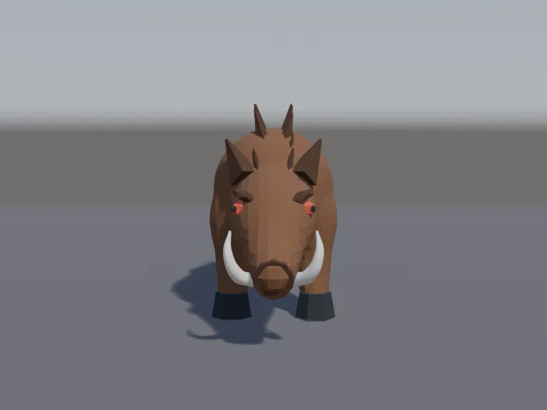 Low-poly Wild Boar, view 4