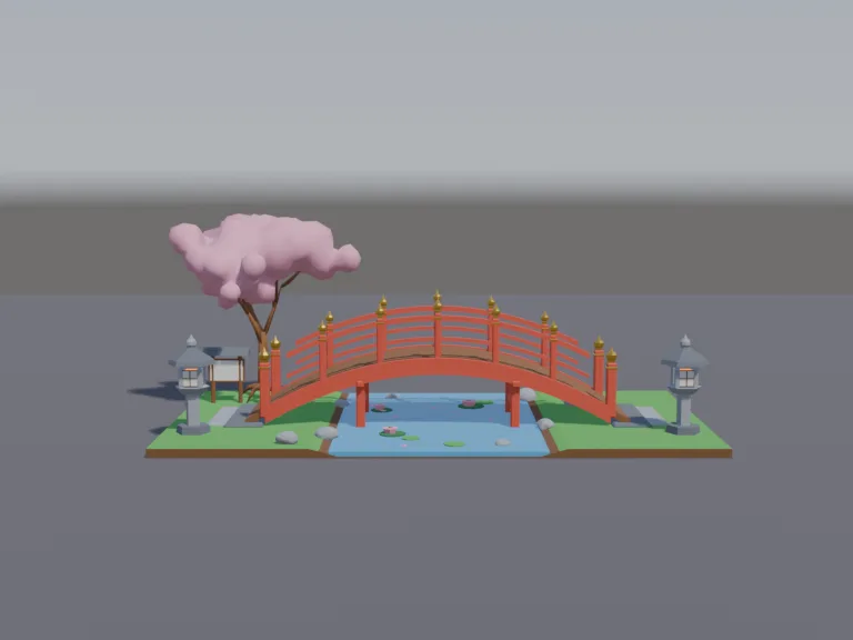 Red Arched Garden Bridge, view 3