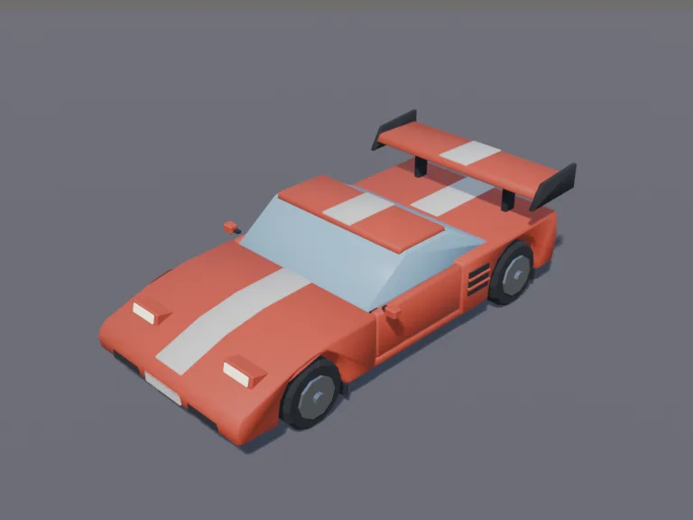 Red Wedge Sports Car, view 3