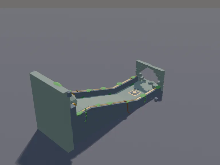 Rolling Boulder Trap: a low-poly rolling boulder trap: a huge round carved stone boulder that is its own part, a sloped stone ramp track for it to roll down, a trigger tile and…