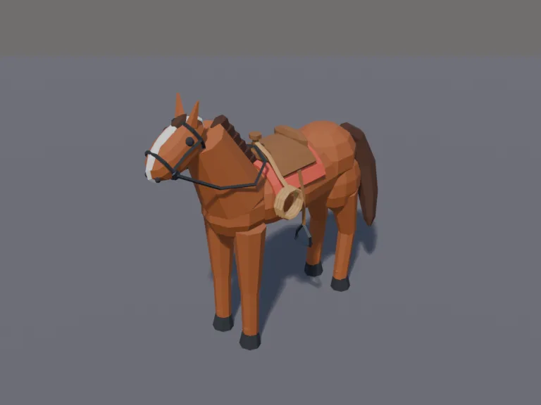 Saddled Chestnut Horse, view 3
