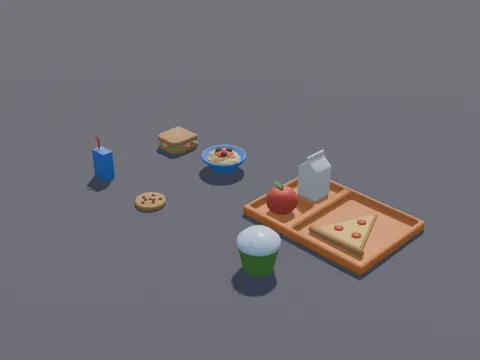 School Cafeteria Food Set