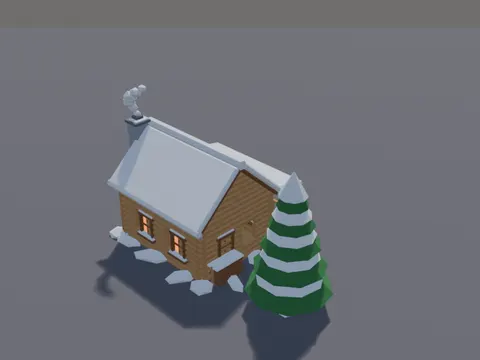Snowy Log Cabin