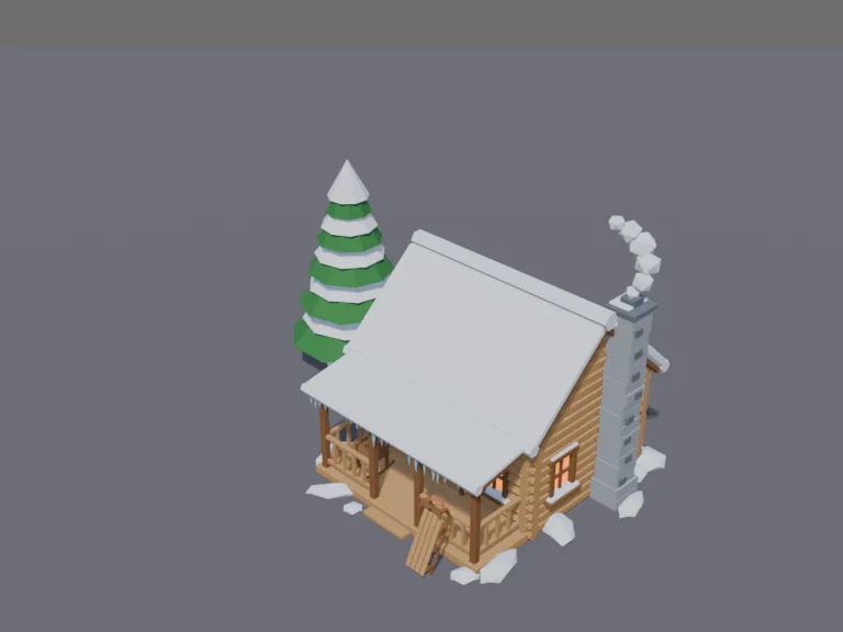 Snowy Log Cabin, view 3