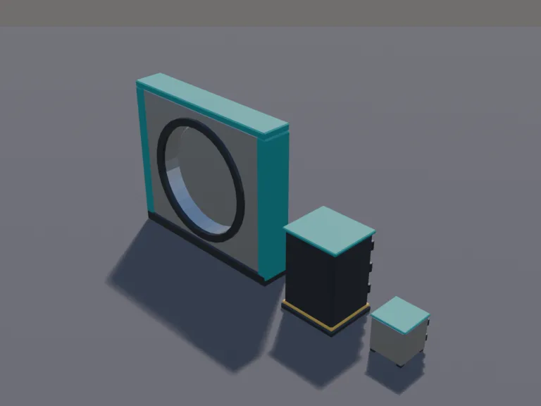 Tycoon Safes & Vault: a low-poly set of safes: a small grey safe with a dial, a big black safe with a gold handle and a door that is its own part, and a huge round vault door…